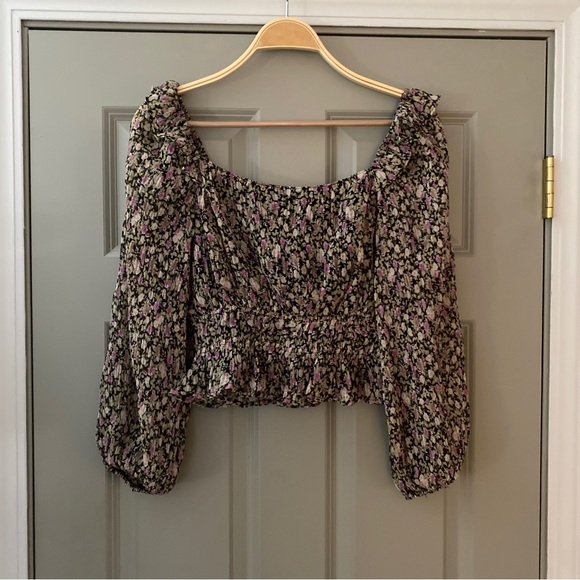 ASTR the Label Elva Flora Long Sleeve Top/Black Floral/Size XS - Picture 5 of 10